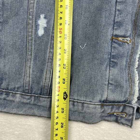 Davi & Dani Embroidery Lace Distressed Womens Denim Jacket Size 1X - Picture 5 of 8